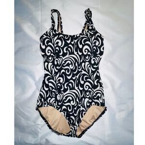 Lands'‎ End Swimsuit - Women's Size 10 - Black & White Swirl Design